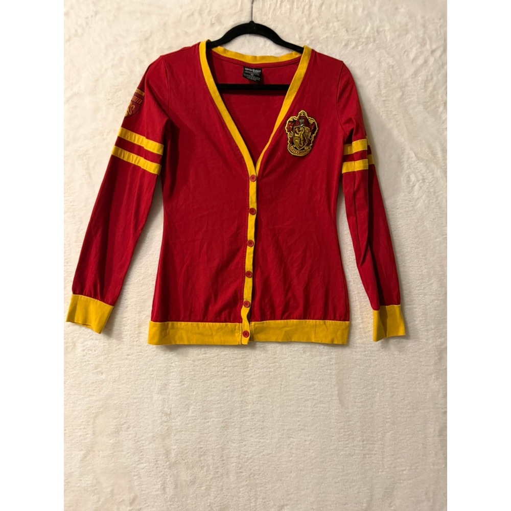 Harry‎ Potter Gryffindor Cardigan Red Yellow Varsity Stripe Sweater Medium